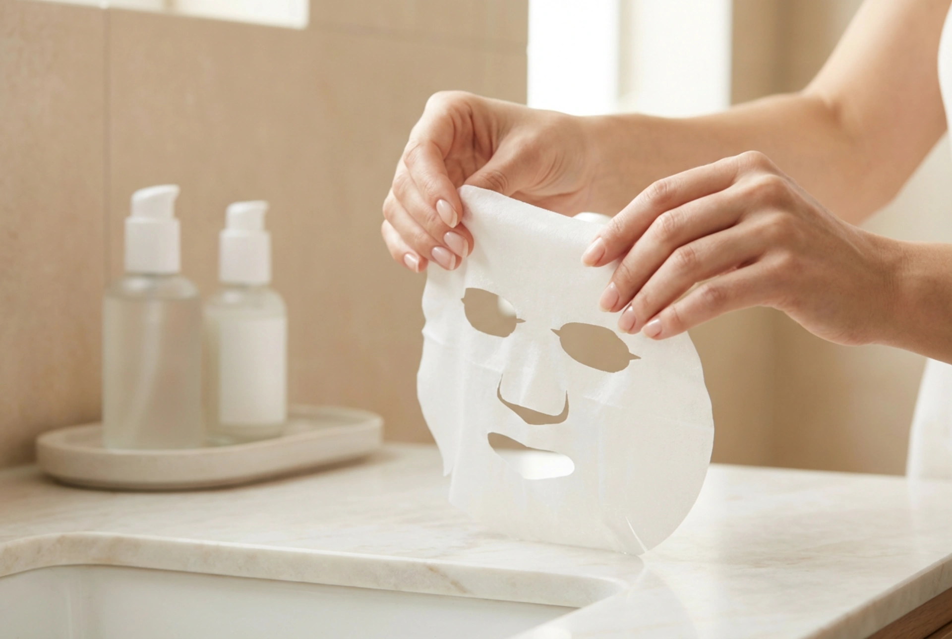 Tuchmaske für das Gesicht: Hautvorbereitung, Anwendung und Entfernung