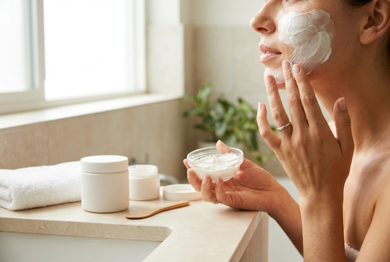 Anwendung einer Anti-Falten-Maske für glattere Haut