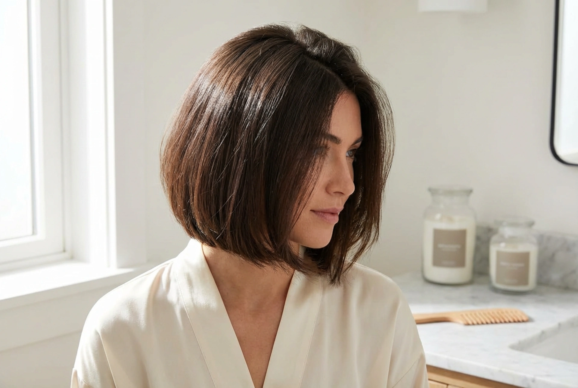 Kurze Bob-Frisuren: Volumen am Ansatz, Glättung und Halt