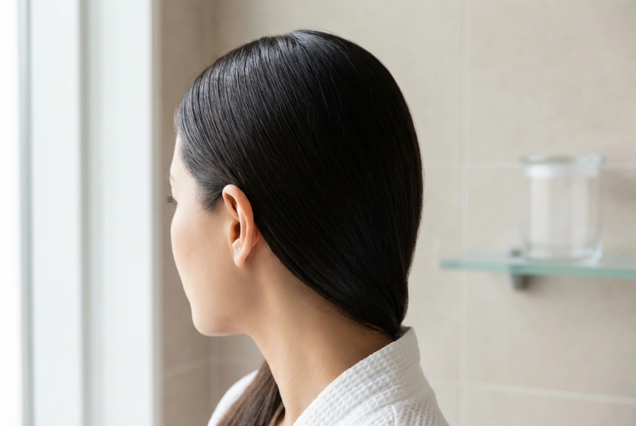 Damenfrisur hinter dem Ohr: Elegante Glättung und langanhaltendes Styling