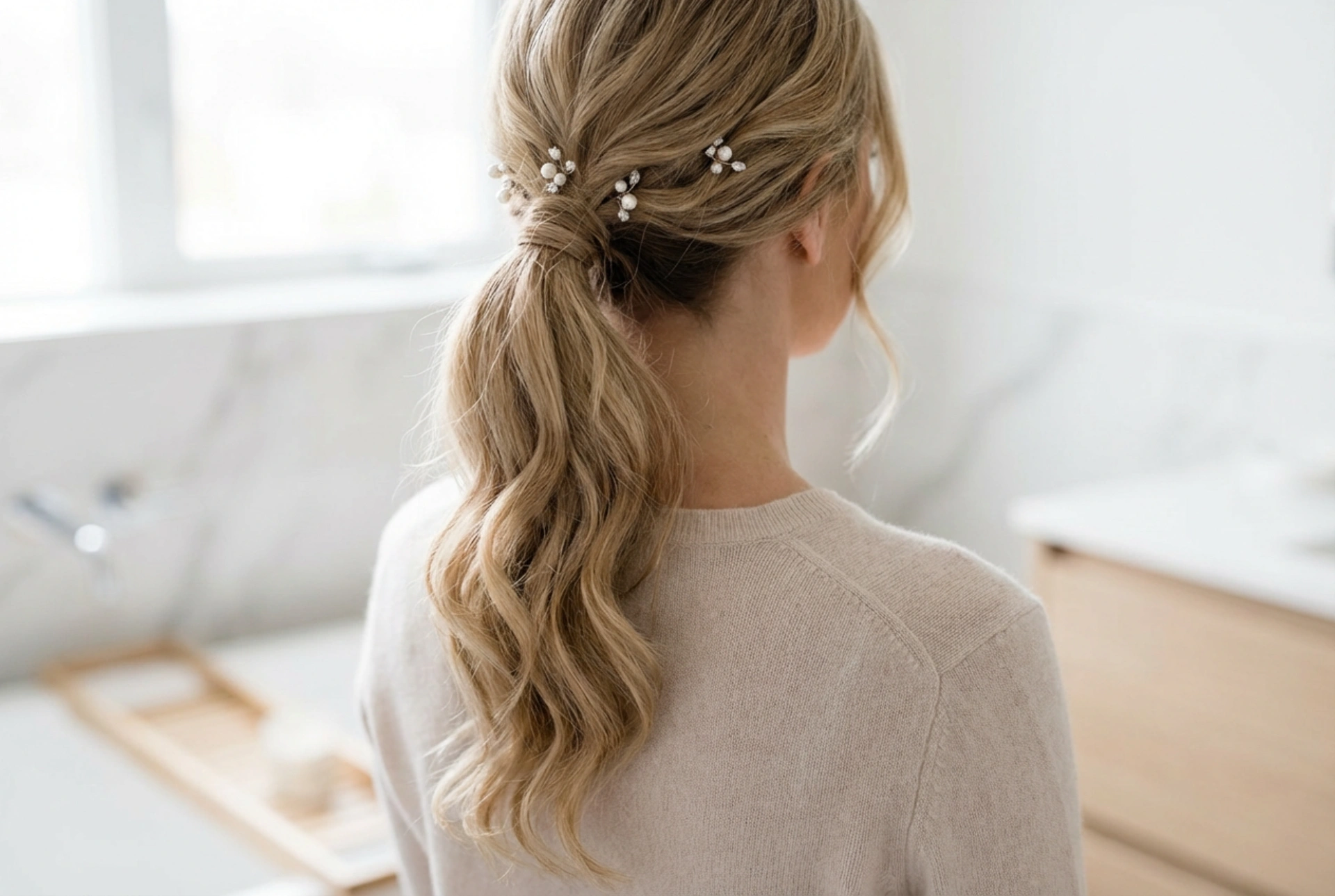Pferdeschwanz als Hochzeitsfrisur: Eleganter Ponytail, Wellen und Accessoires