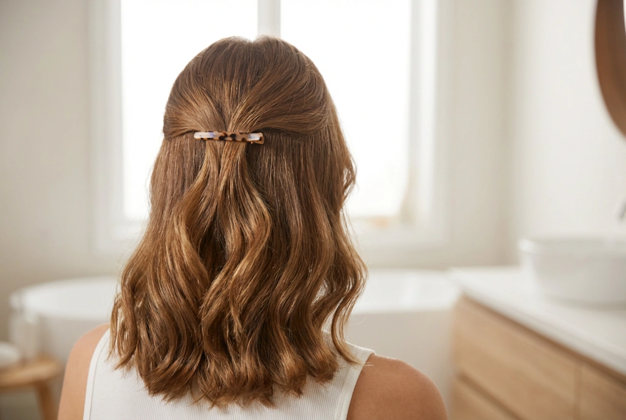 Styling für mittellanges Haar: Sanfte Wellen und elegante halboffene Frisuren