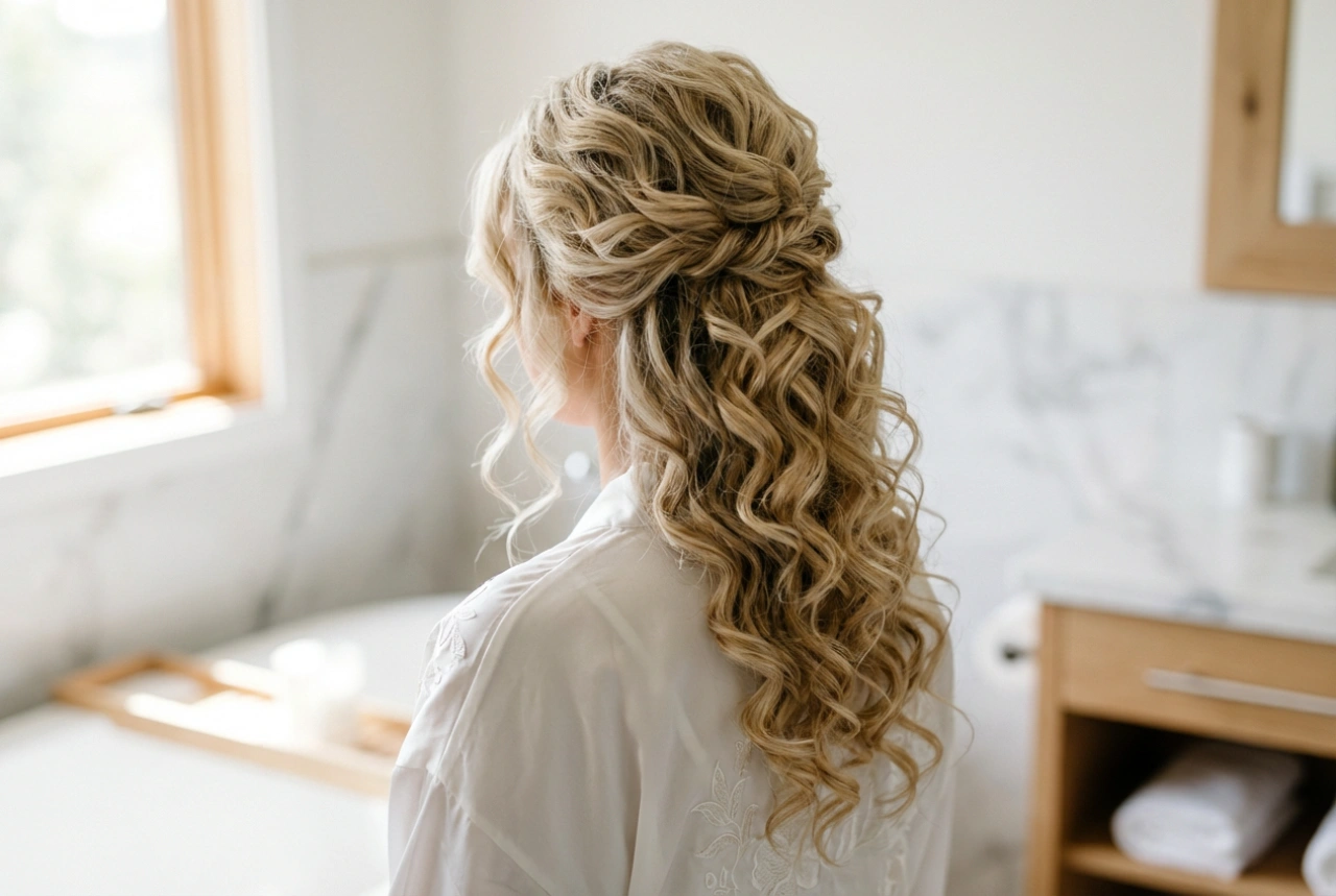 Der Hochzeitstag ohne Stress: Voluminöse Brautfrisur mit eleganten Locken