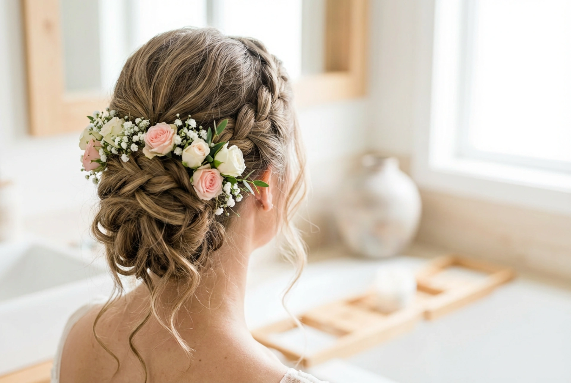 Der Blumenkranz im Rampenlicht: Brautfrisuren mit Blumenkränzen und ihre Haltbarkeit