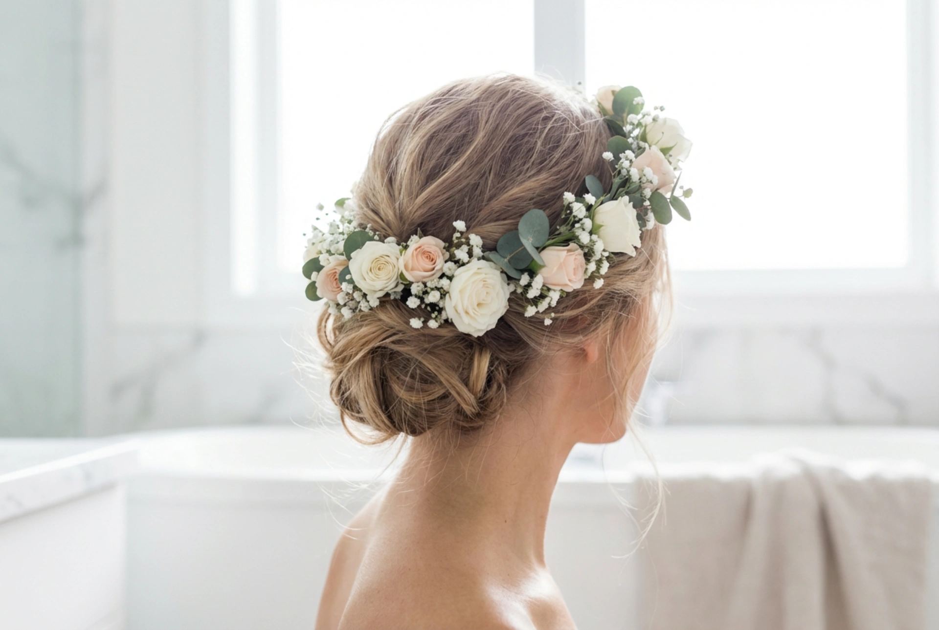 Romantische Hochsteckfrisuren: Frisuren mit Blumenkranz für Hochzeit und Sommer