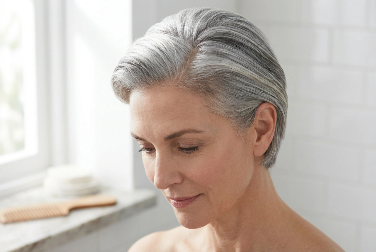 Kurze graue Haare: Glanz hervorheben und attraktiv stylen