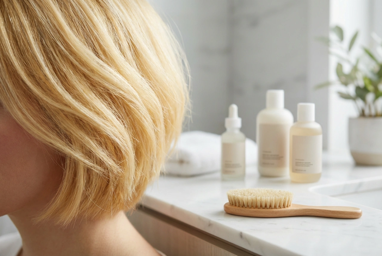 Kurze blonde Haare für Frauen: Farbpflege und schnelles Styling