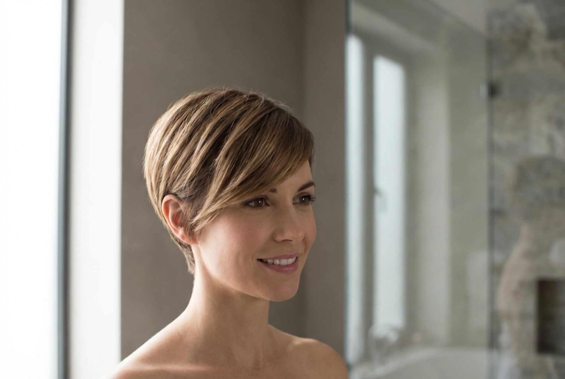 Kurzer Stufenschnitt mit schrägem Pony: So stylen Sie den modernen Look