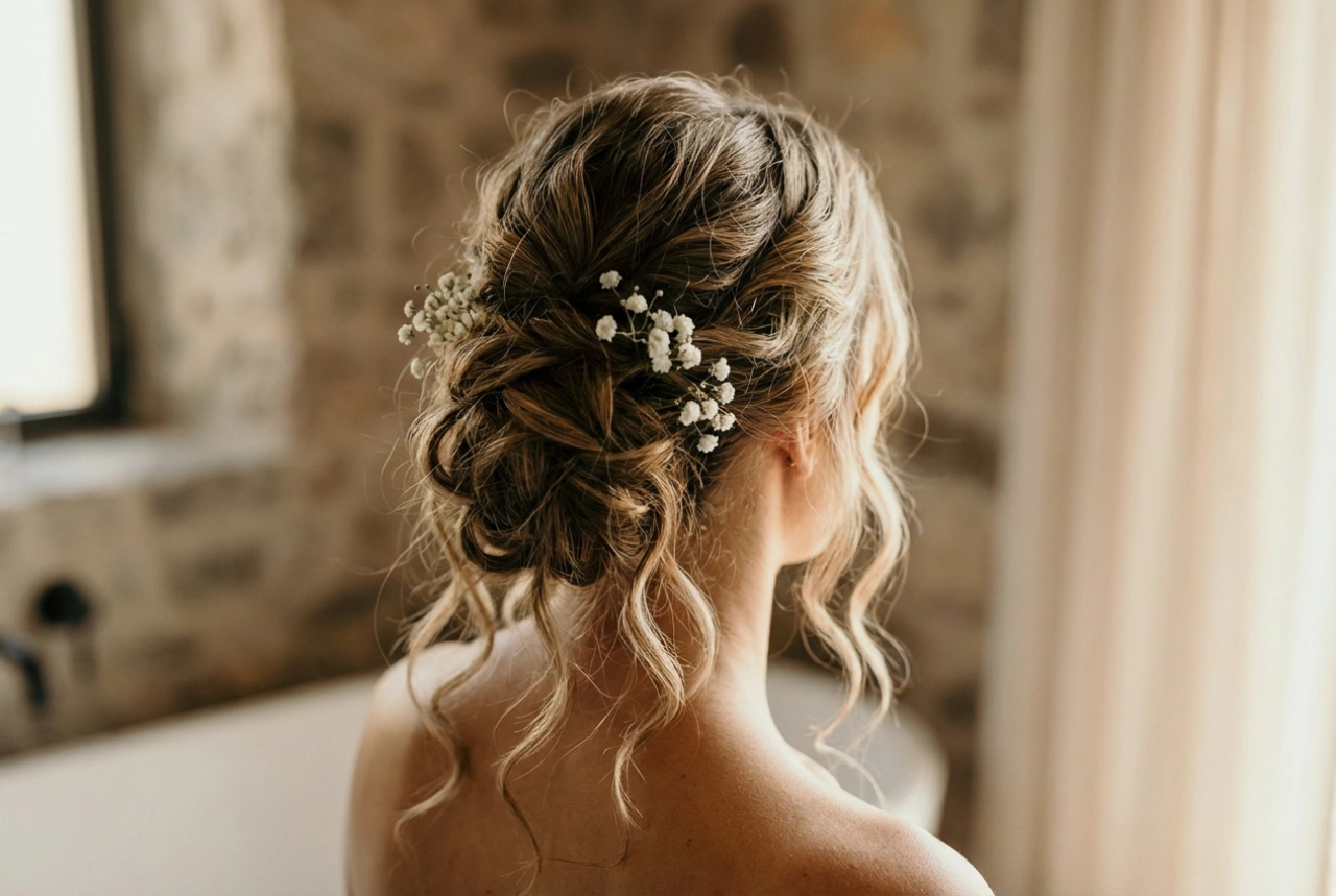 Lockere Frisur für die Hochzeit: romantische Hochsteckfrisuren und sanfte Wellen