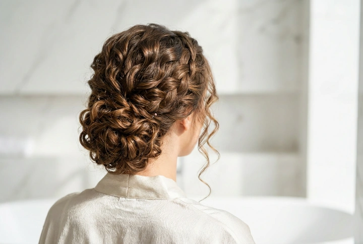 Locken-Hochsteckfrisuren ohne Frizz: Romantische Flechtelemente und haltbare Dutts