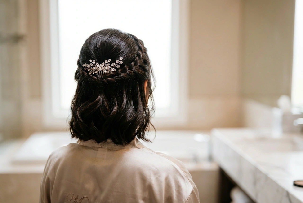 Hochsteckfrisuren für schulterlanges Haar zur Hochzeit: Techniken, Haltbarkeit, Accessoires