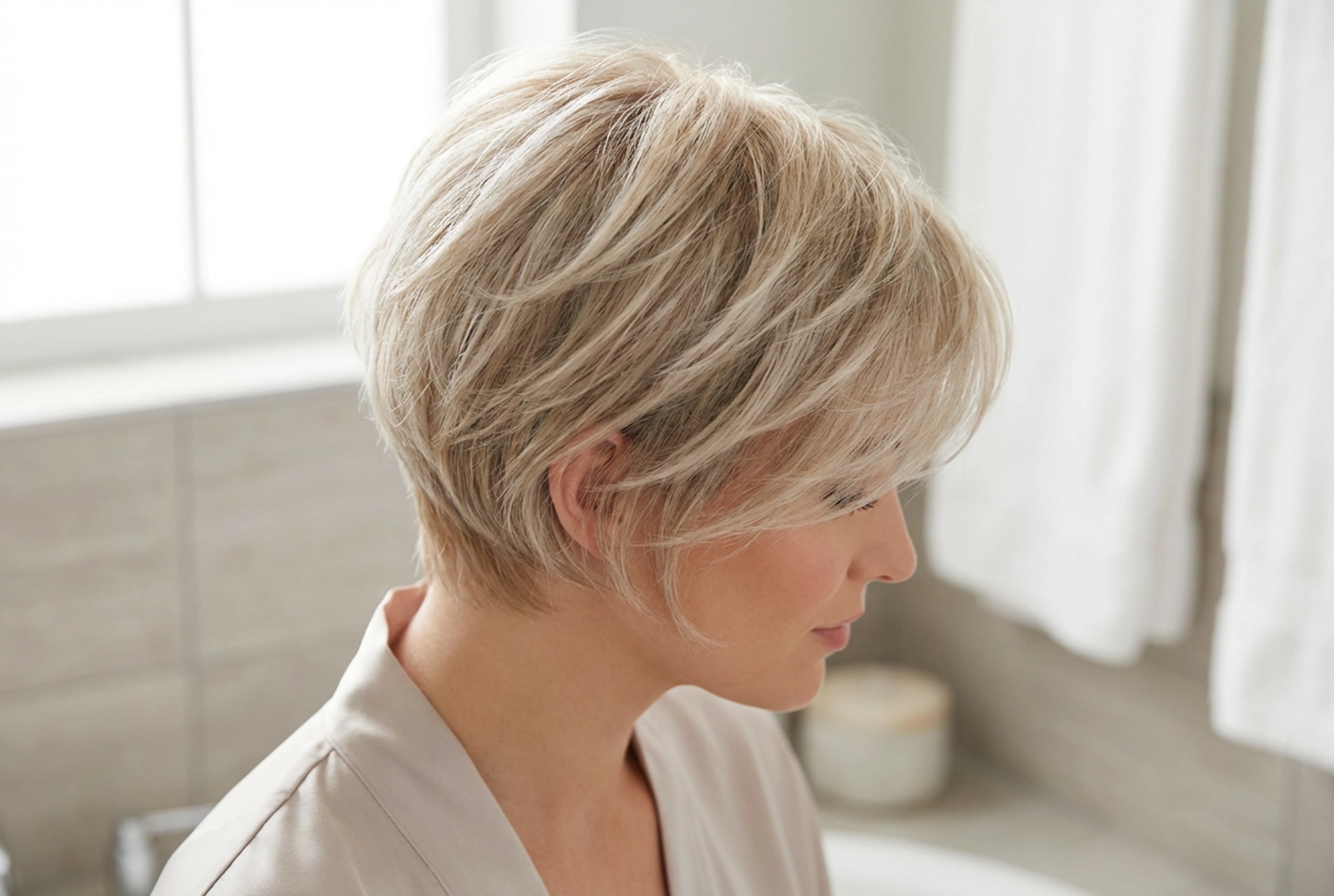 Gestuftes kurzes Haar: Wie man es föhnt und stylt, um Volumen zu verleihen