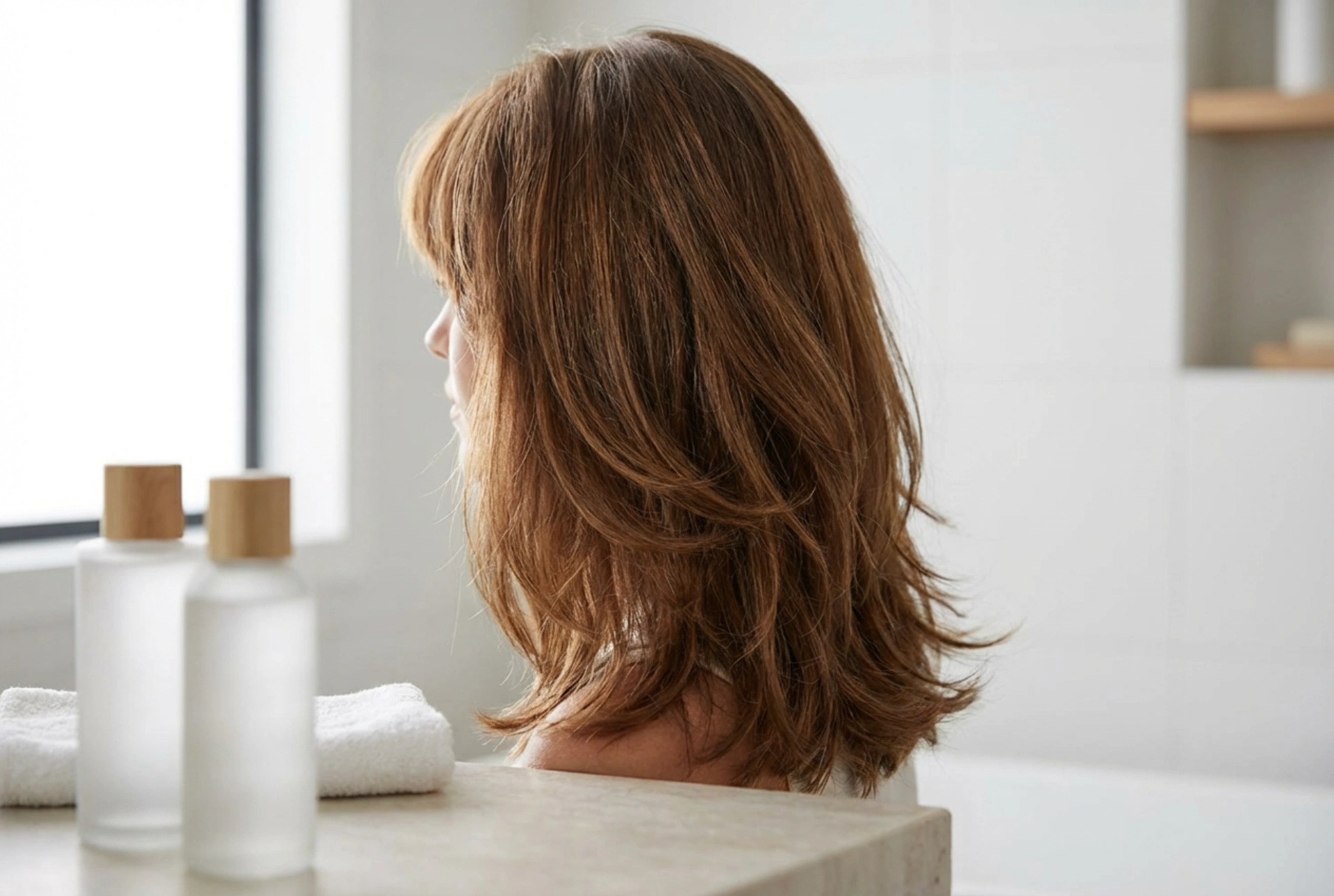 Stufiges, schulterlanges Haar mit Pony: Styling, Volumen und die richtige Pflege