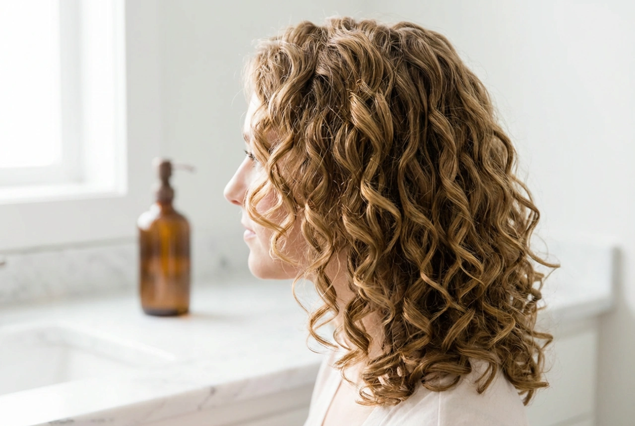 Gestuftes lockiges Haar ohne Frizz: Schnitt, Trocknen und Styling