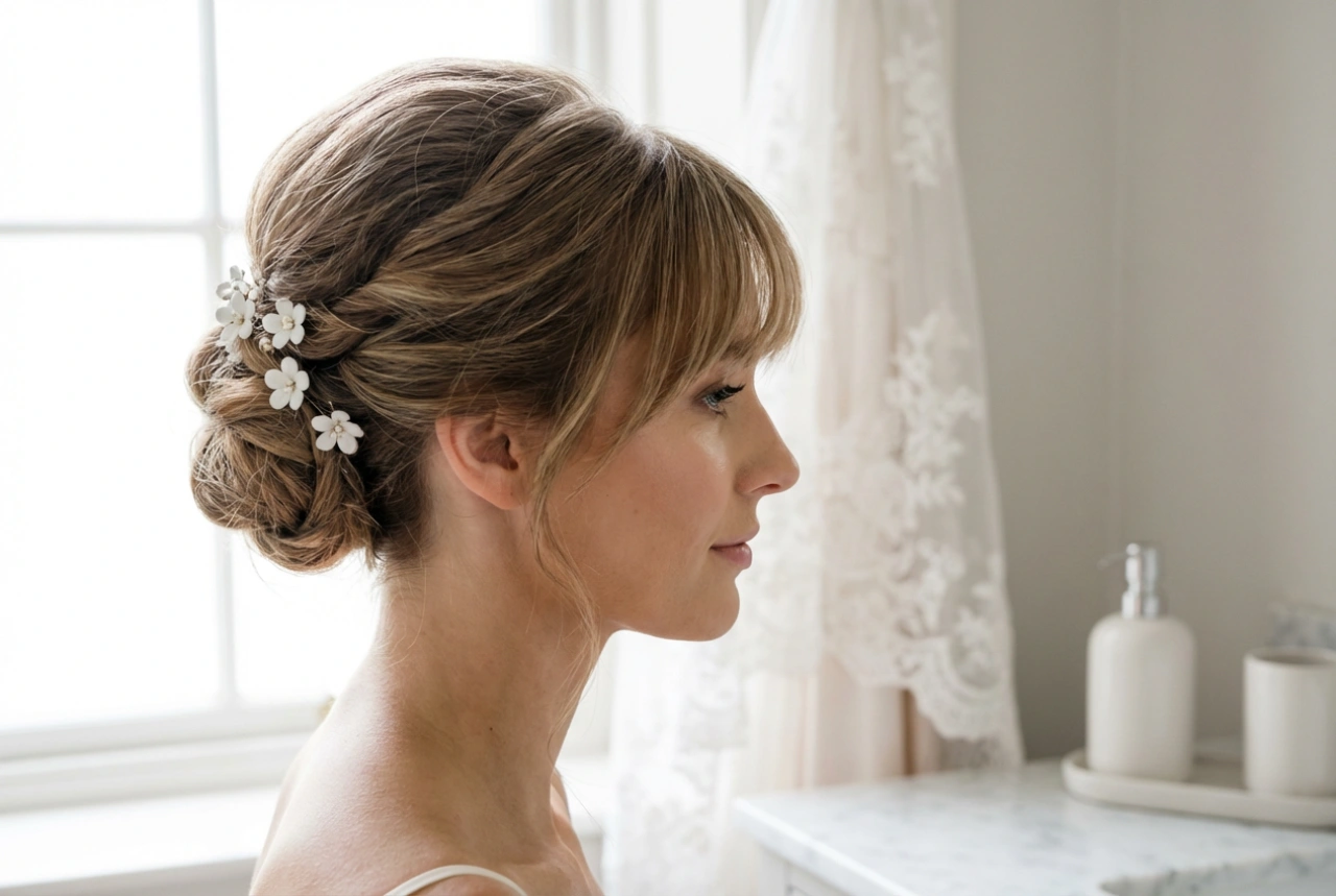Brautfrisur mit Pony: Styling-Tipps und wie man Proportionen ausbalanciert