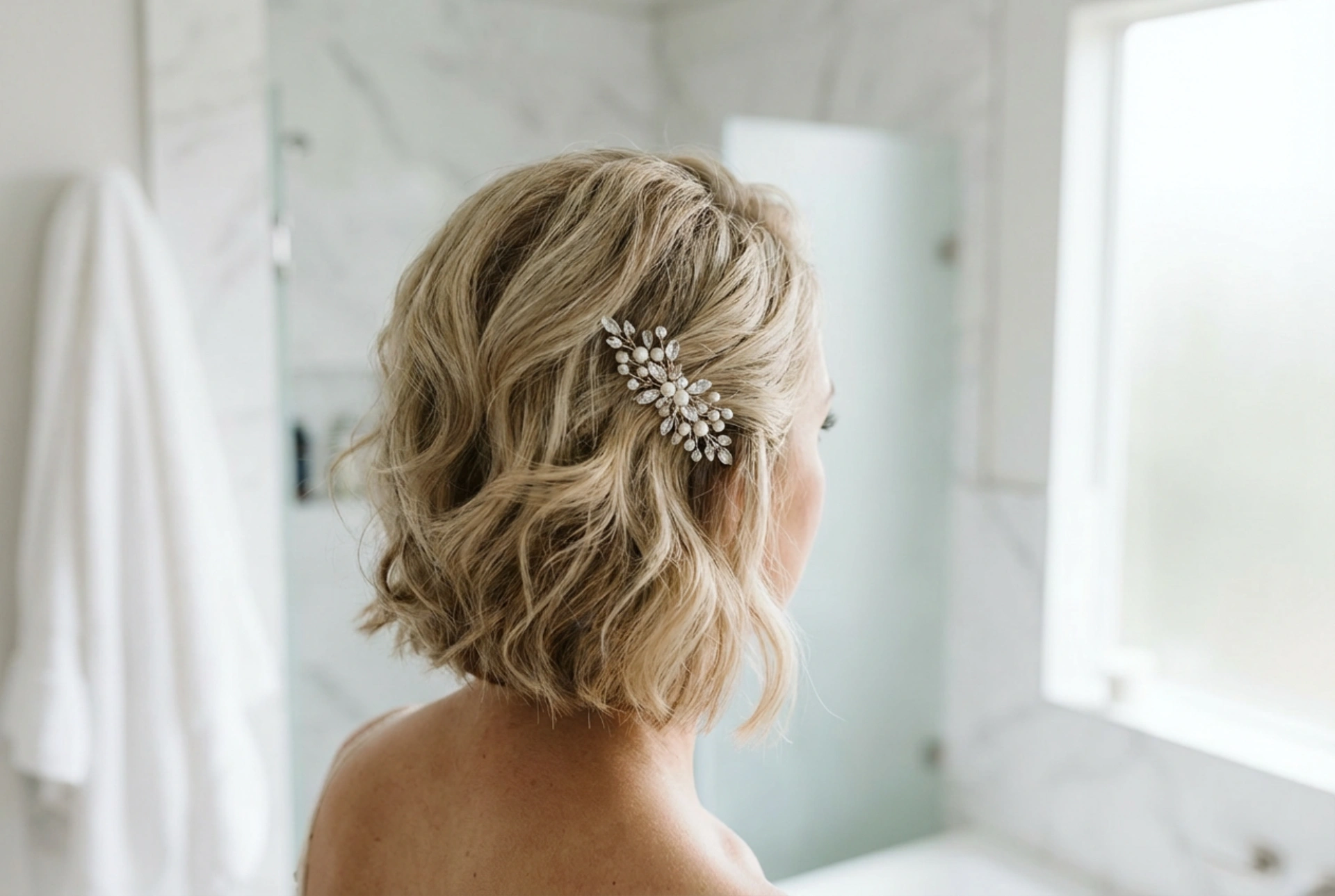 Brautfrisuren für kurze Haare: Volumen, Accessoires und langer Halt