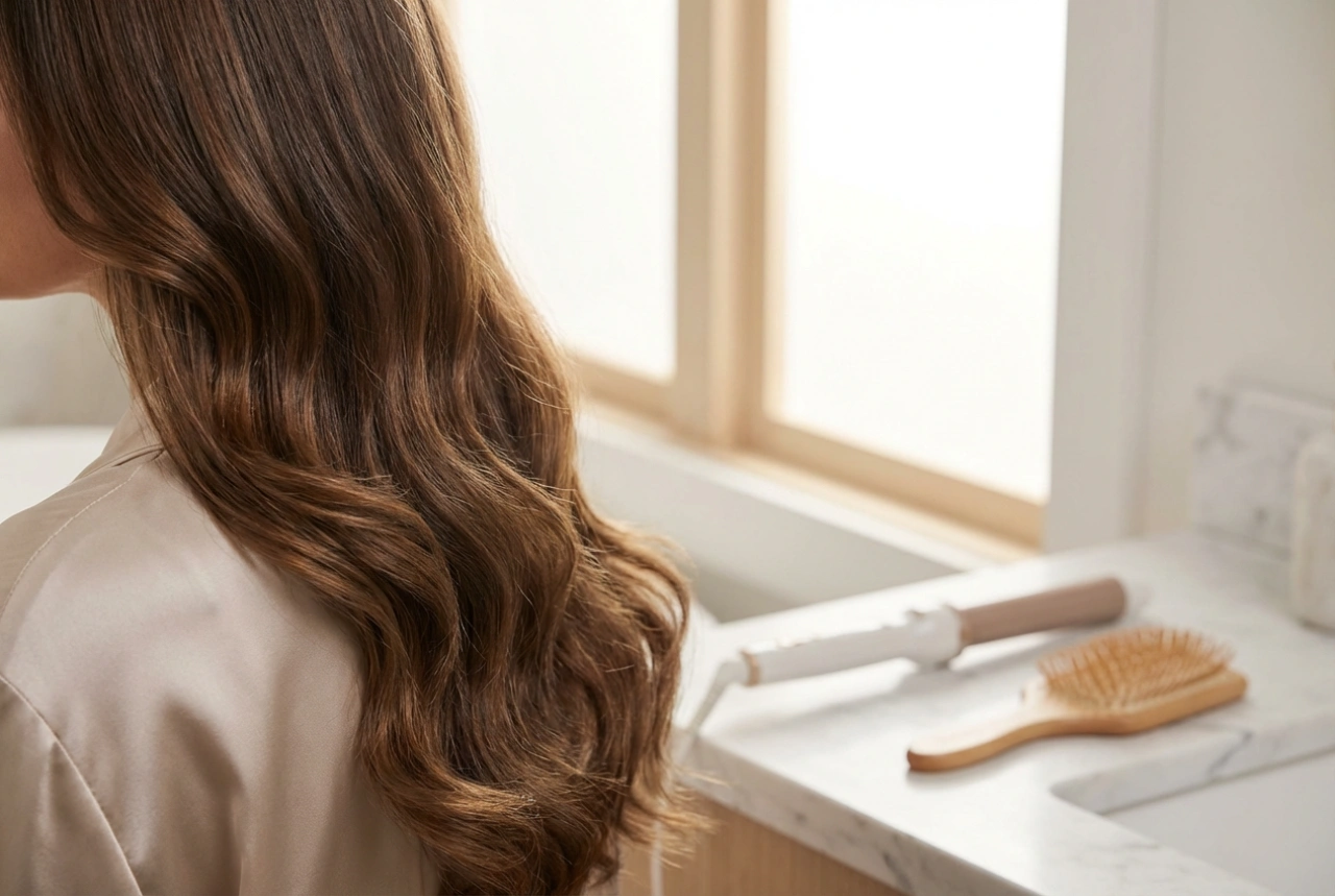 Langes, gestuftes Haar stylen: Volumen, Wellen und seidige Glätte