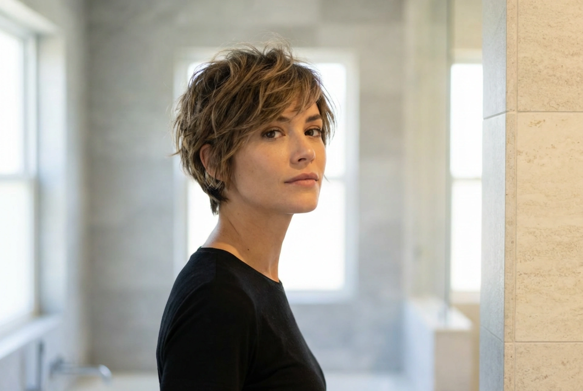 Frisuren der 70er Jahre für kurzes Haar: Shaggy Pixie, Textur und Volumen