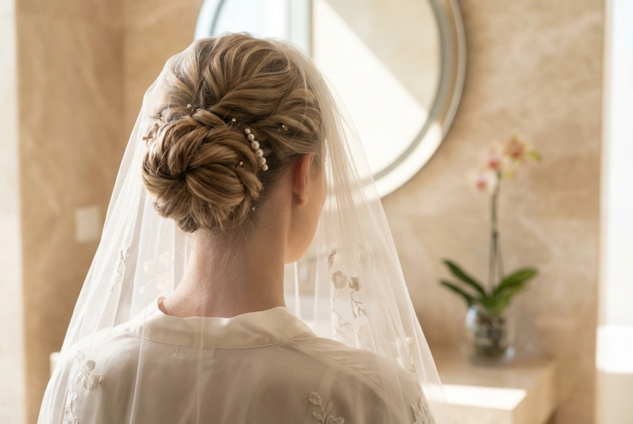 Schleier und Brautfrisuren: Befestigung, Volumen und Haltbarkeit