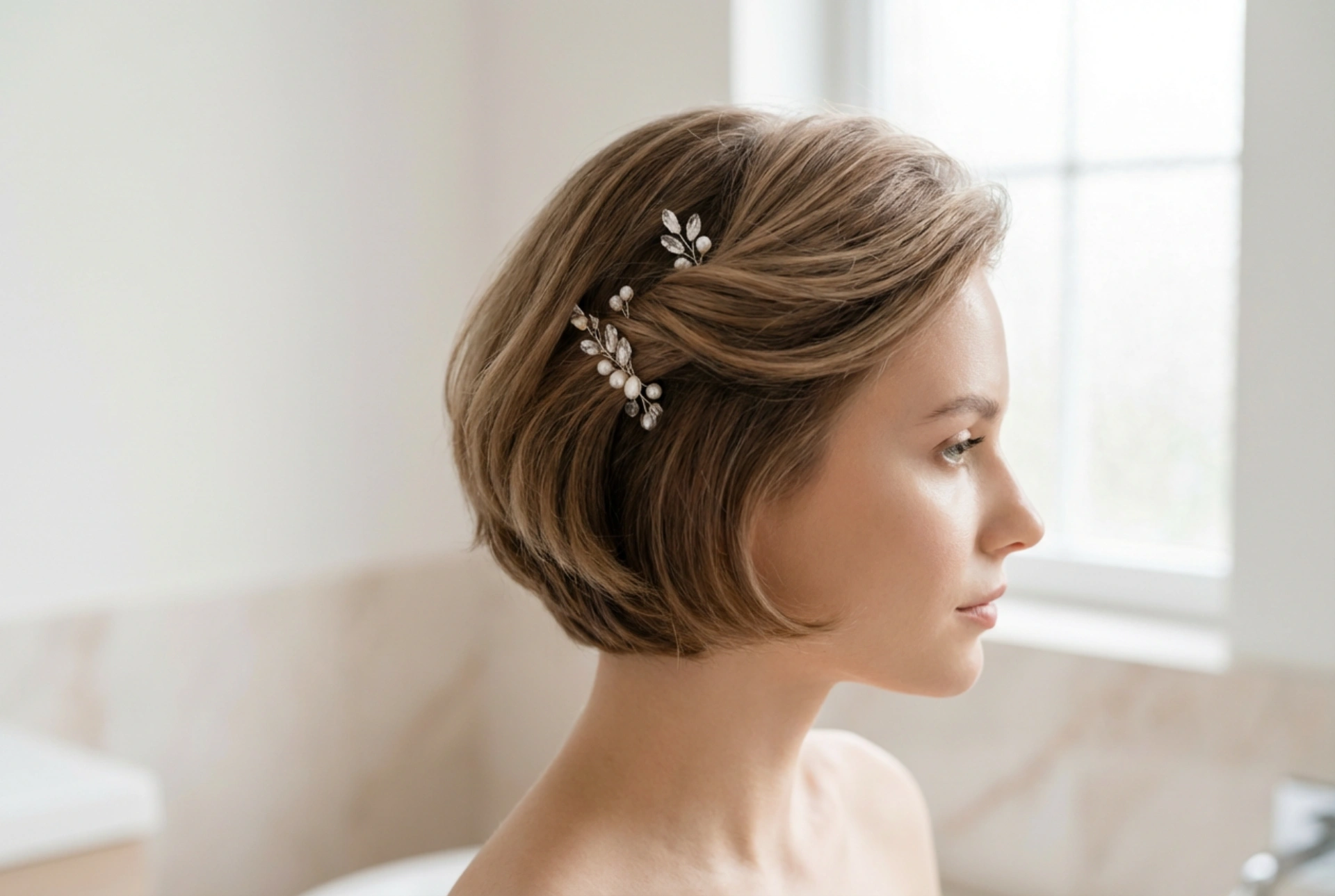 Hochzeitsfrisuren für kurzes Haar: Volumen, Spangen, Textur