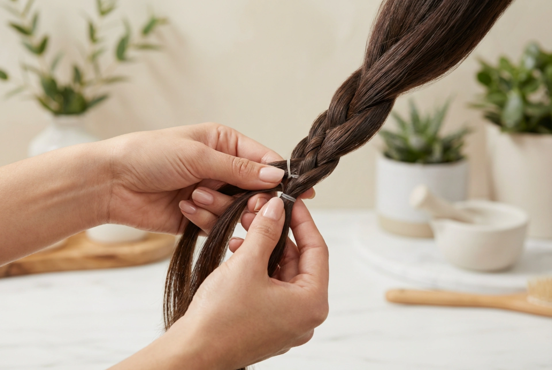 Frisuren-Ideen mit Haargummis: Abteilen, Flechten und Fixieren