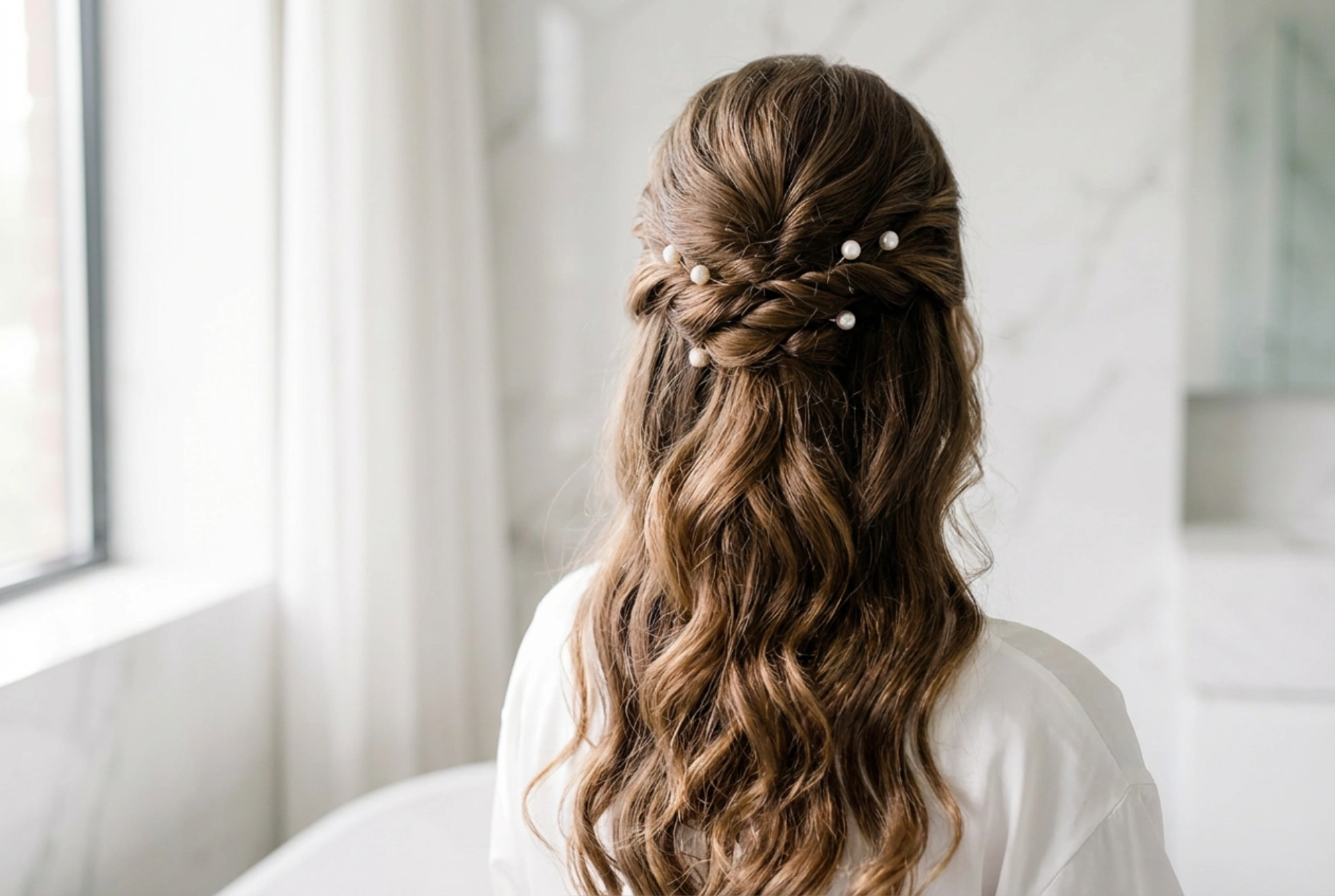 Brautfrisuren für langes Haar: Ein langanhaltender romantischer Look Schritt für Schritt