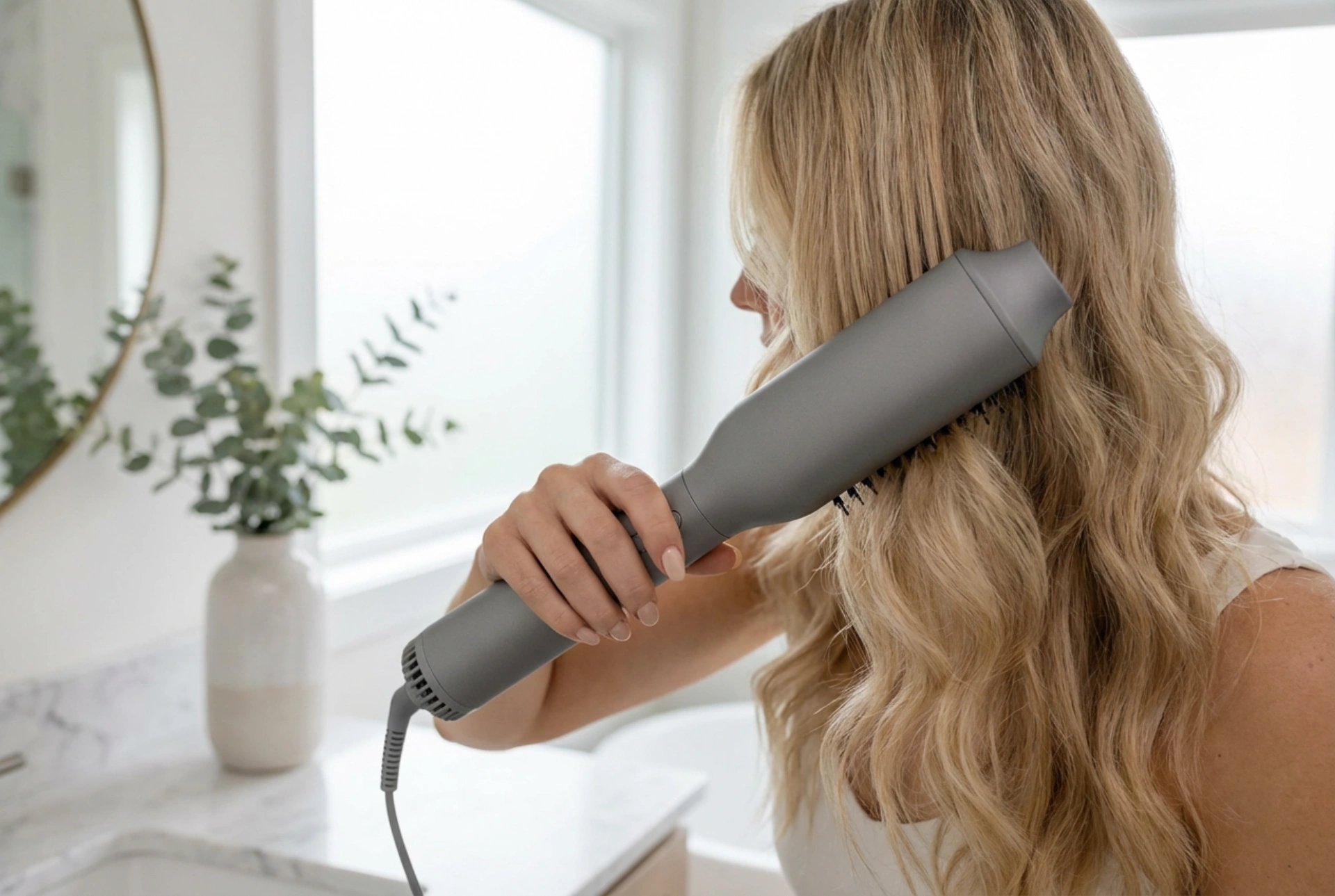 Rotierende Warmluftbürste: Volumen und Schwung in einem Schritt