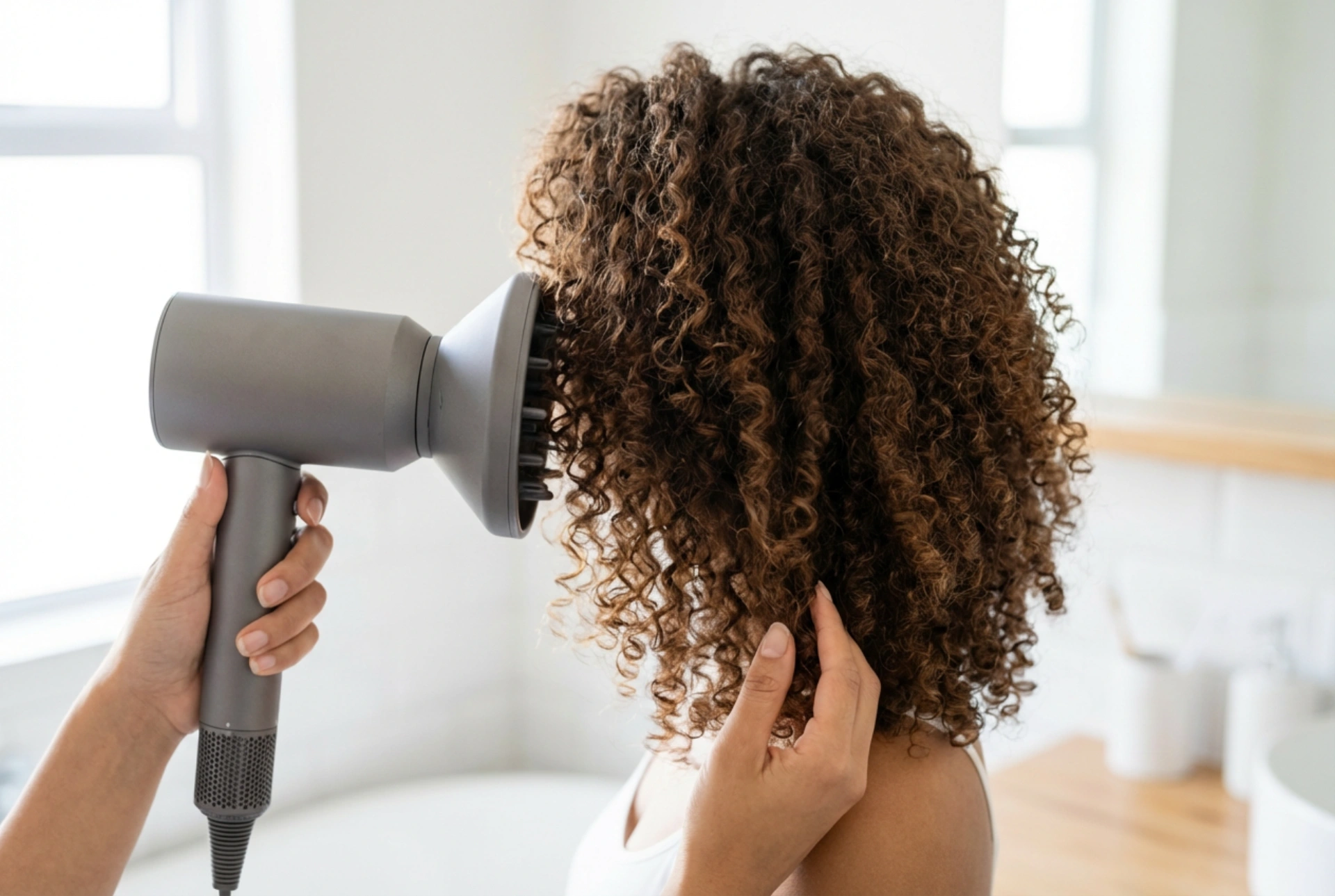Föhn mit Diffusor und Ionisierung: Wie man natürliche Wellen und Locken trocknet