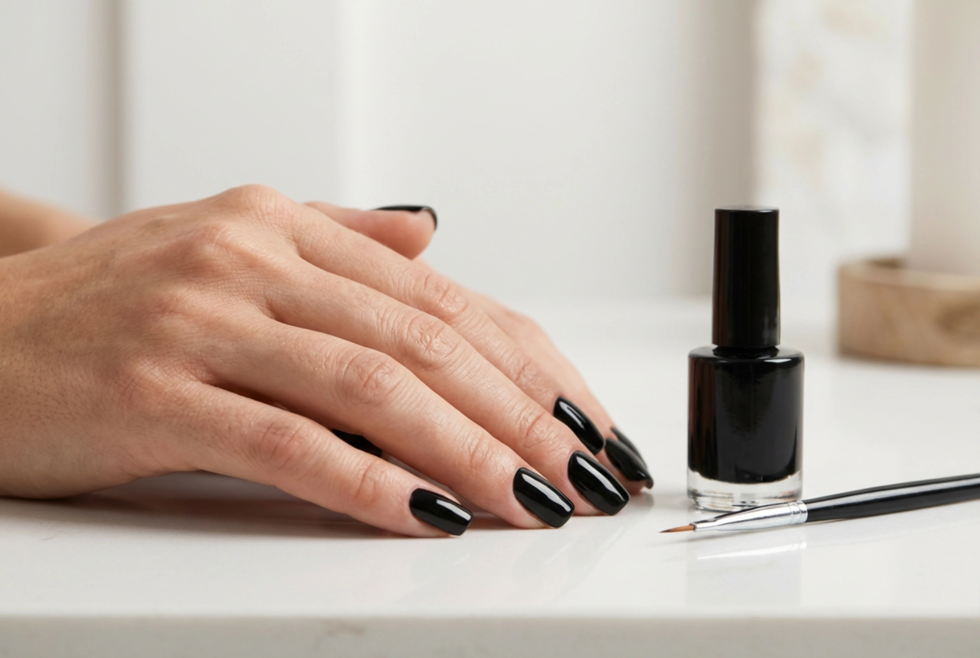 Schwarze Hybridnägel: Auftrag ohne die Nagelhaut zu überfluten, Vorbereitung und Anwendung