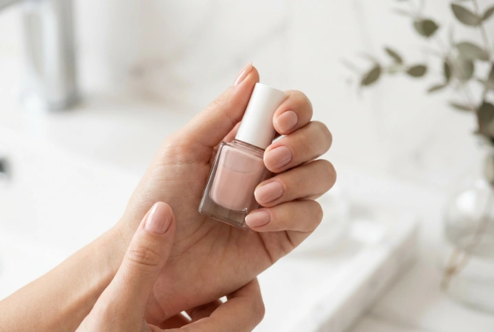 Hybrid-Nagellack auf kurzen Nägeln: optische Verlängerung und Haltbarkeit
