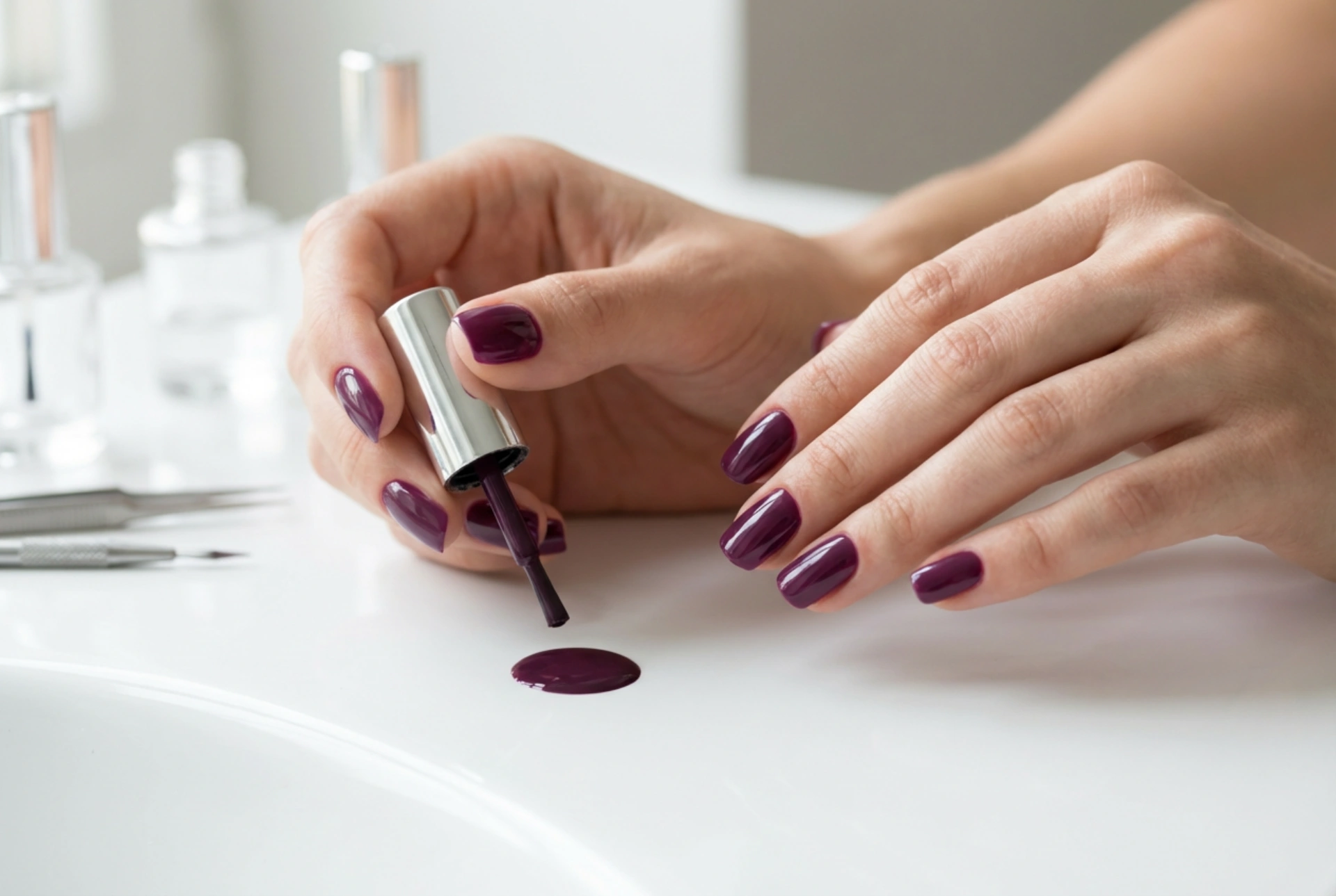 Pflaumenfarbene UV-Nägel: Vorbereitung, Anwendung und Nailart