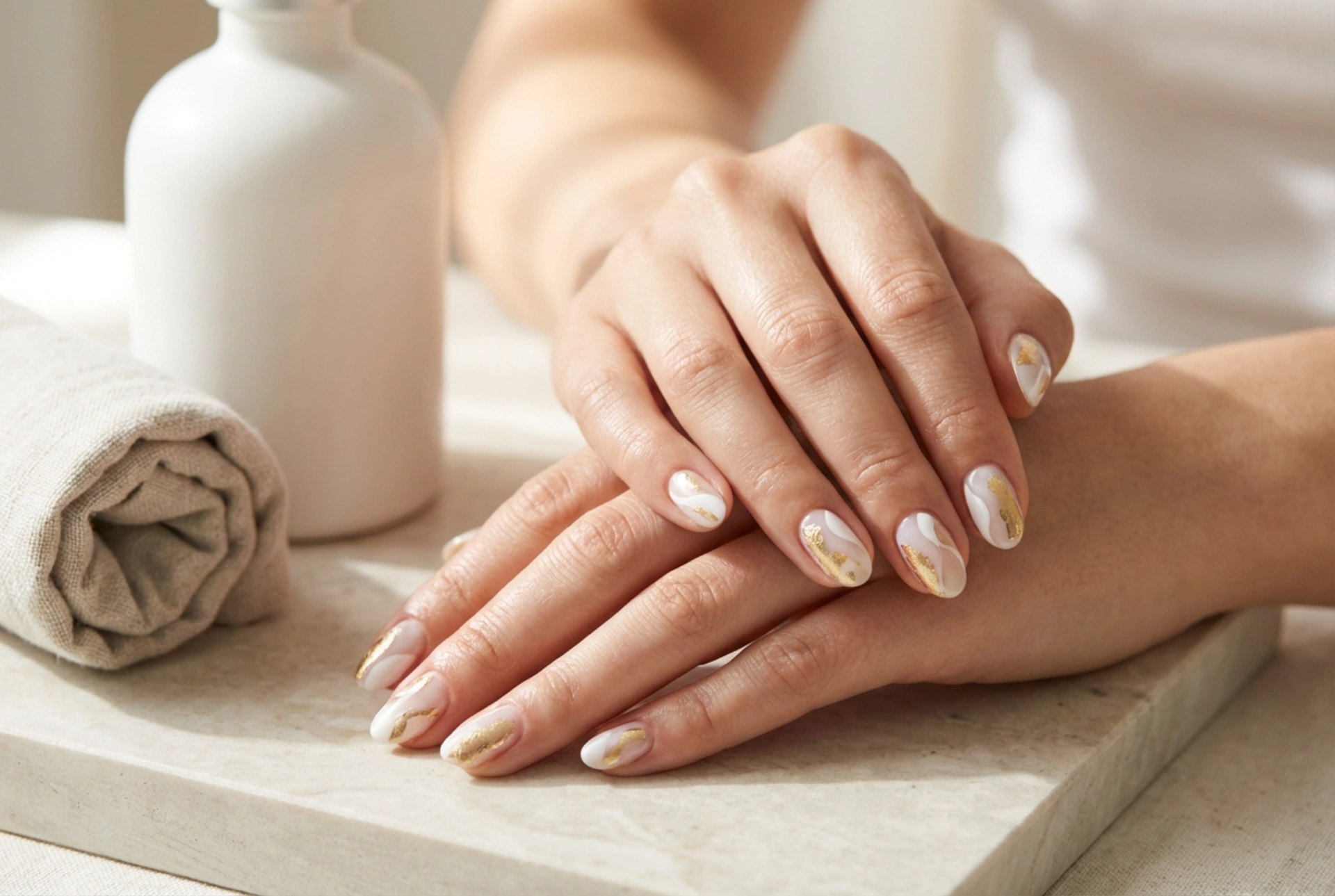 Weiß-goldene Nägel: Elegante Verzierungen und bewährte Techniken