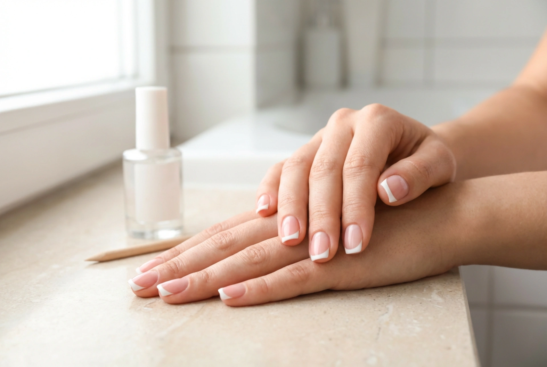 Weiße Nagelspitzen: Klassische French Manicure für zu Hause
