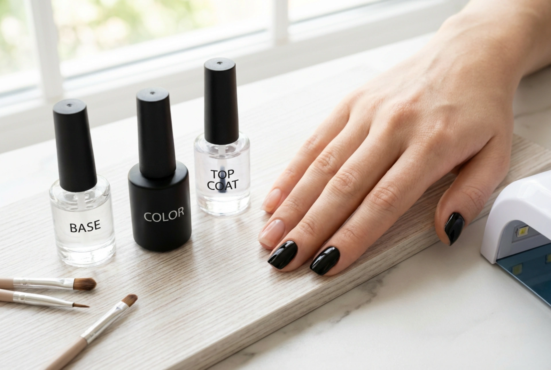 Schwarze Gellack-Maniküre: Eine Schritt-für-Schritt-Anleitung