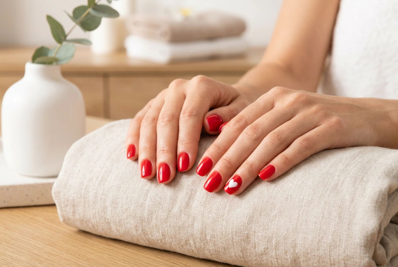 Rote Nägel mit Herz: Schritt-für-Schritt-Anleitung für romantische Nail-Art