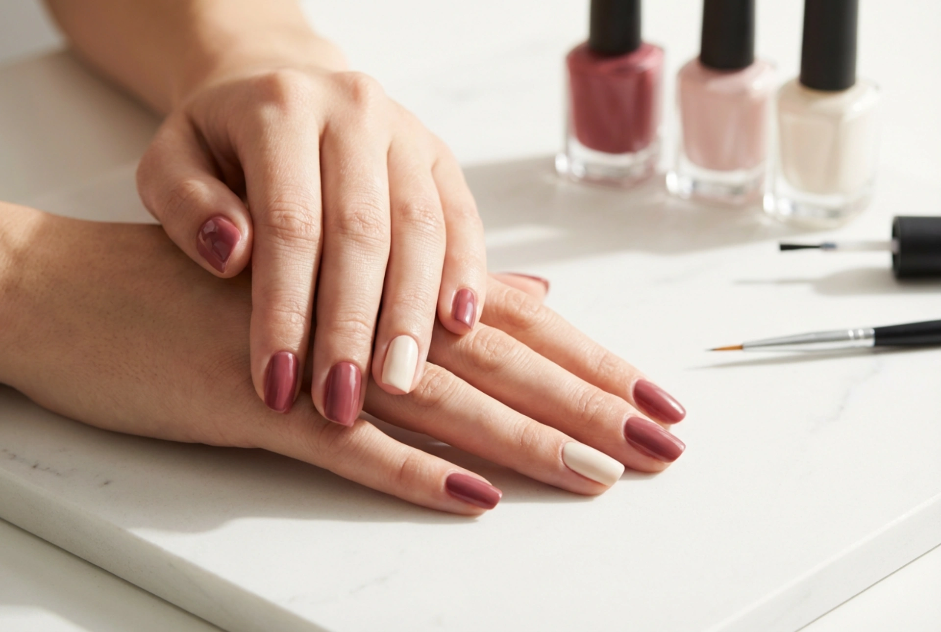 Zweifarbige Nägel: 5 einfache Möglichkeiten, Farben zu kombinieren