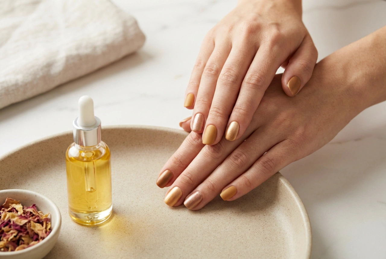 Elegante goldene Nägel ohne Übertreibung: Farbtöne, Texturen, Akzente