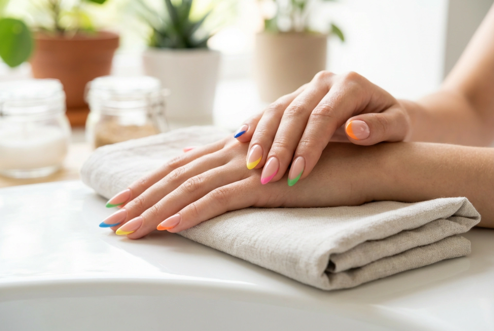 Bunte Nagelspitzen Schritt für Schritt: Präzise French Nails ohne Streifen