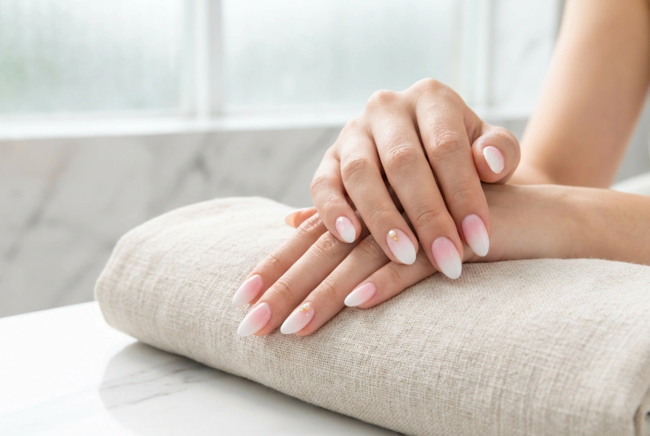 Nägel in Weiß und Rosa: Zarte Kombinationen, Ombré-Effekte und dezente Verzierungen