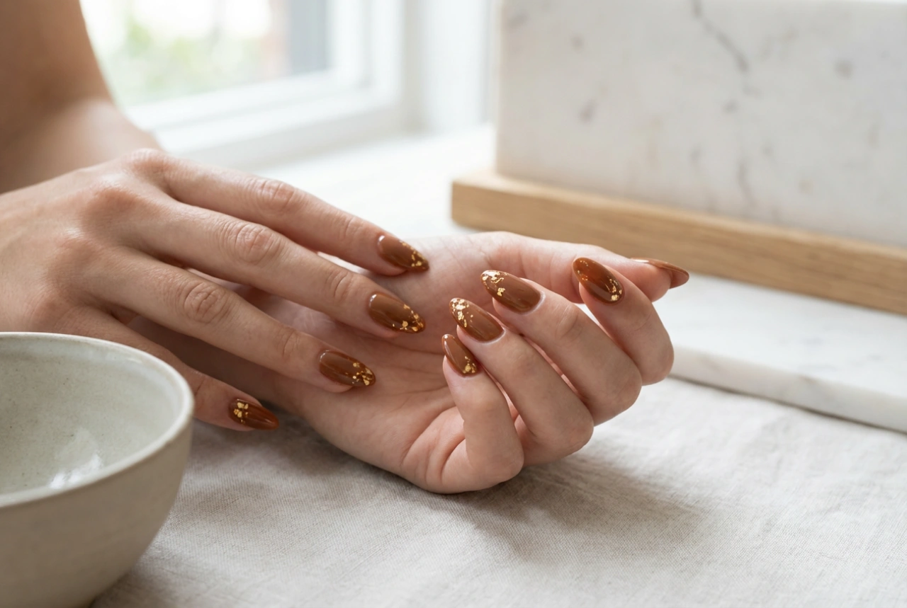 Braune Nägel mit Gold: Schnelle Techniken und Tricks für ein elegantes Design