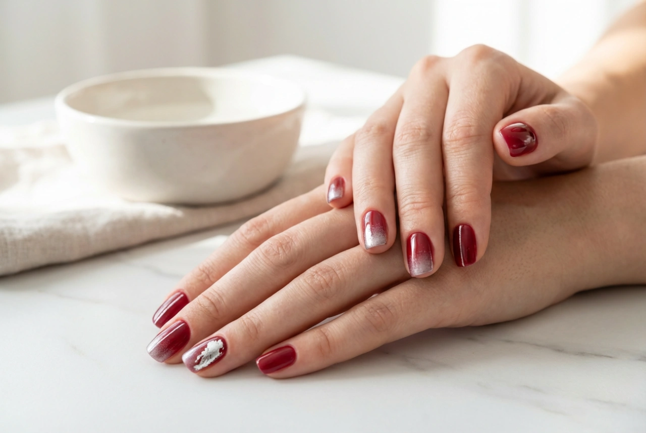 Rote Nägel mit Silber: Gradient, Linien und Akzente für eine moderne Maniküre