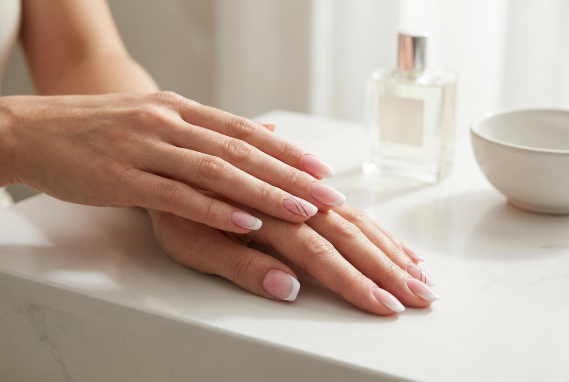 Rosa-weiße Nägel: French, Ombré und klare Linien