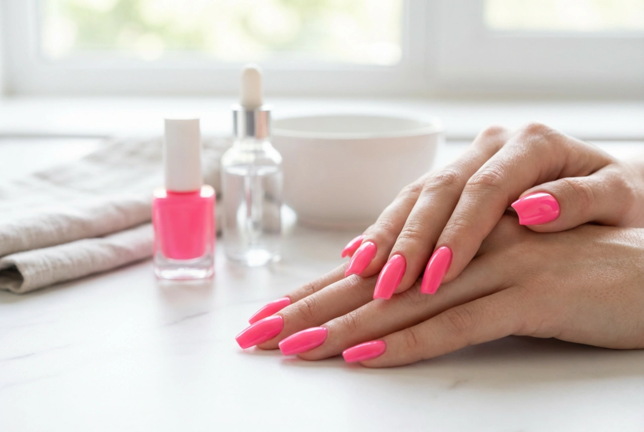 Neonpinke Nägel: Vorbereitung, Lackieren und Versiegeln