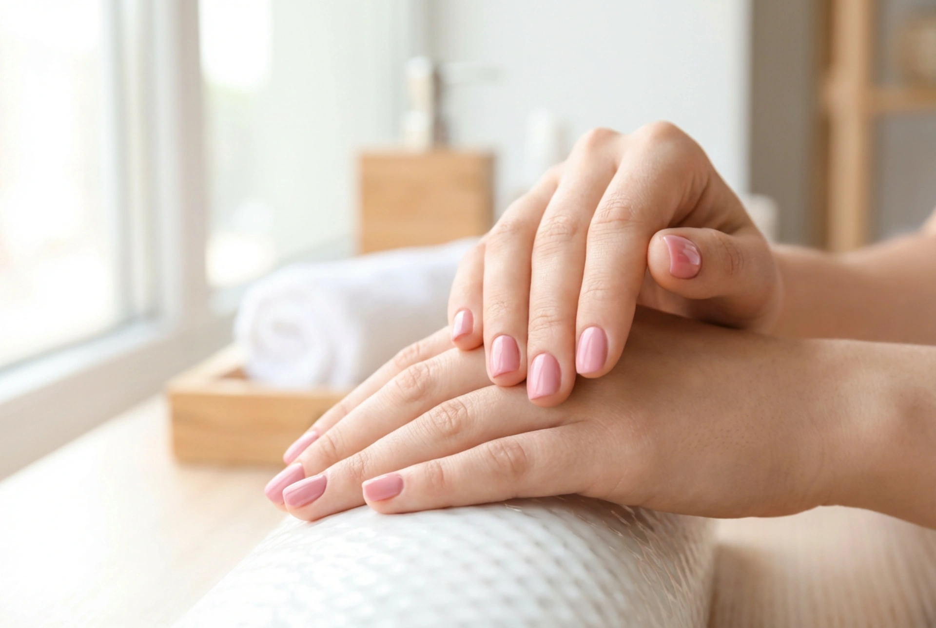 Kurze rosa Nägel: Optische Verlängerung und saubere Konturen