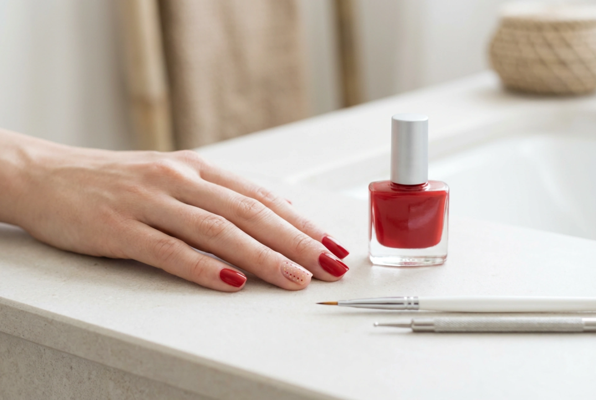 Rote Nageldesigns: einfache Techniken, Werkzeuge und häufige Fehler