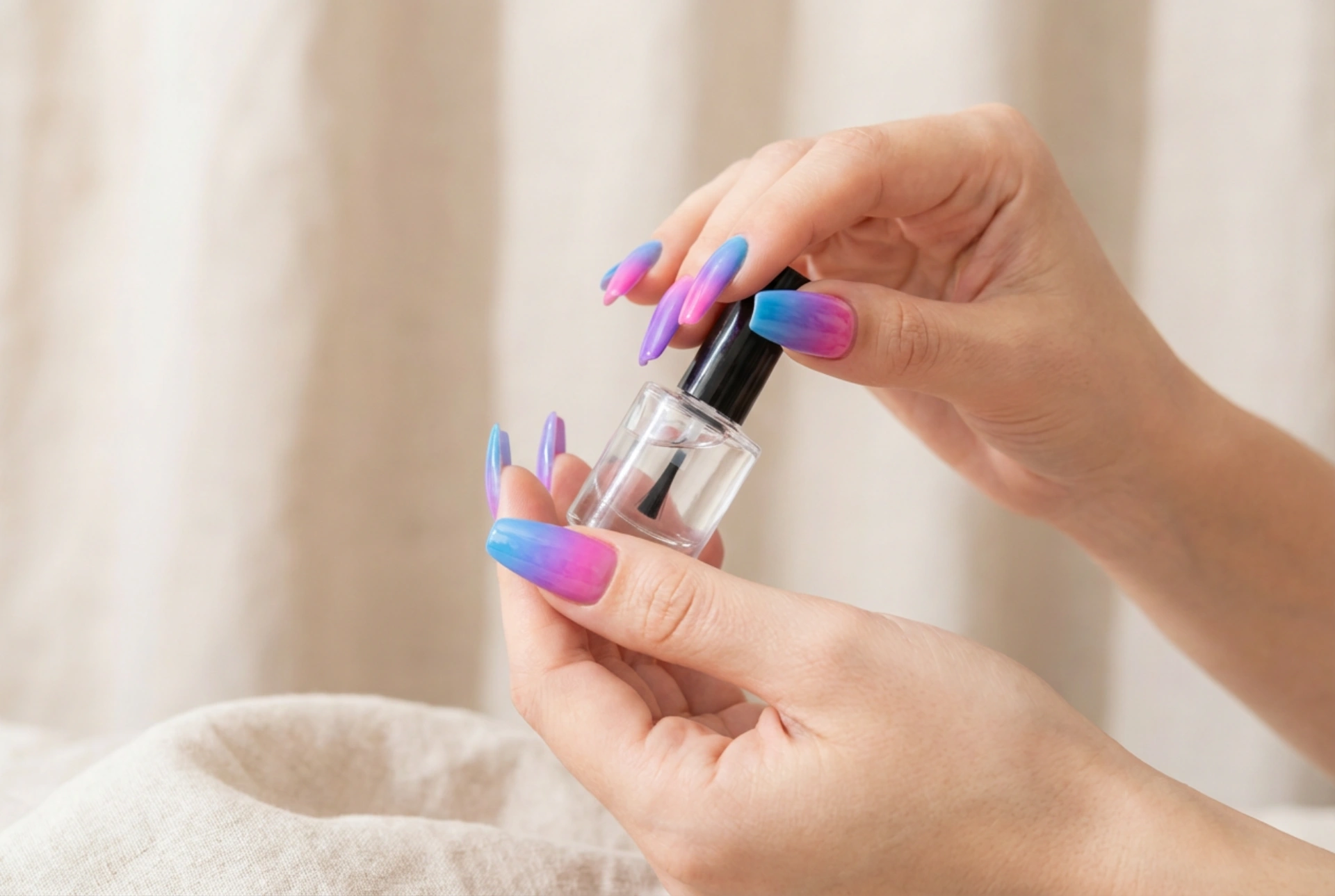 Farbige Ombré-Nägel ohne Streifen: Wie man Farben kombiniert und den Effekt sichert