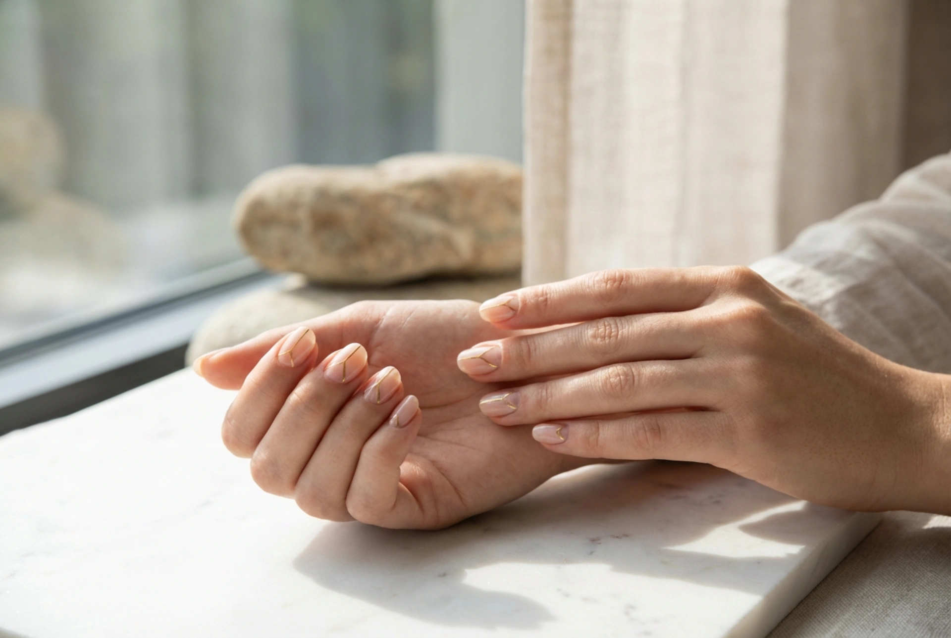 Minimalistische Nägel: Klare Linien, Negative Space und eleganter Glanz