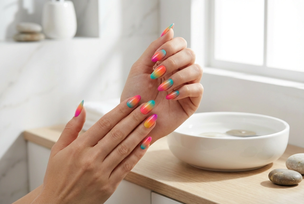 Bunte Ombre-Nägel: Techniken zum Kombinieren mehrerer Farben