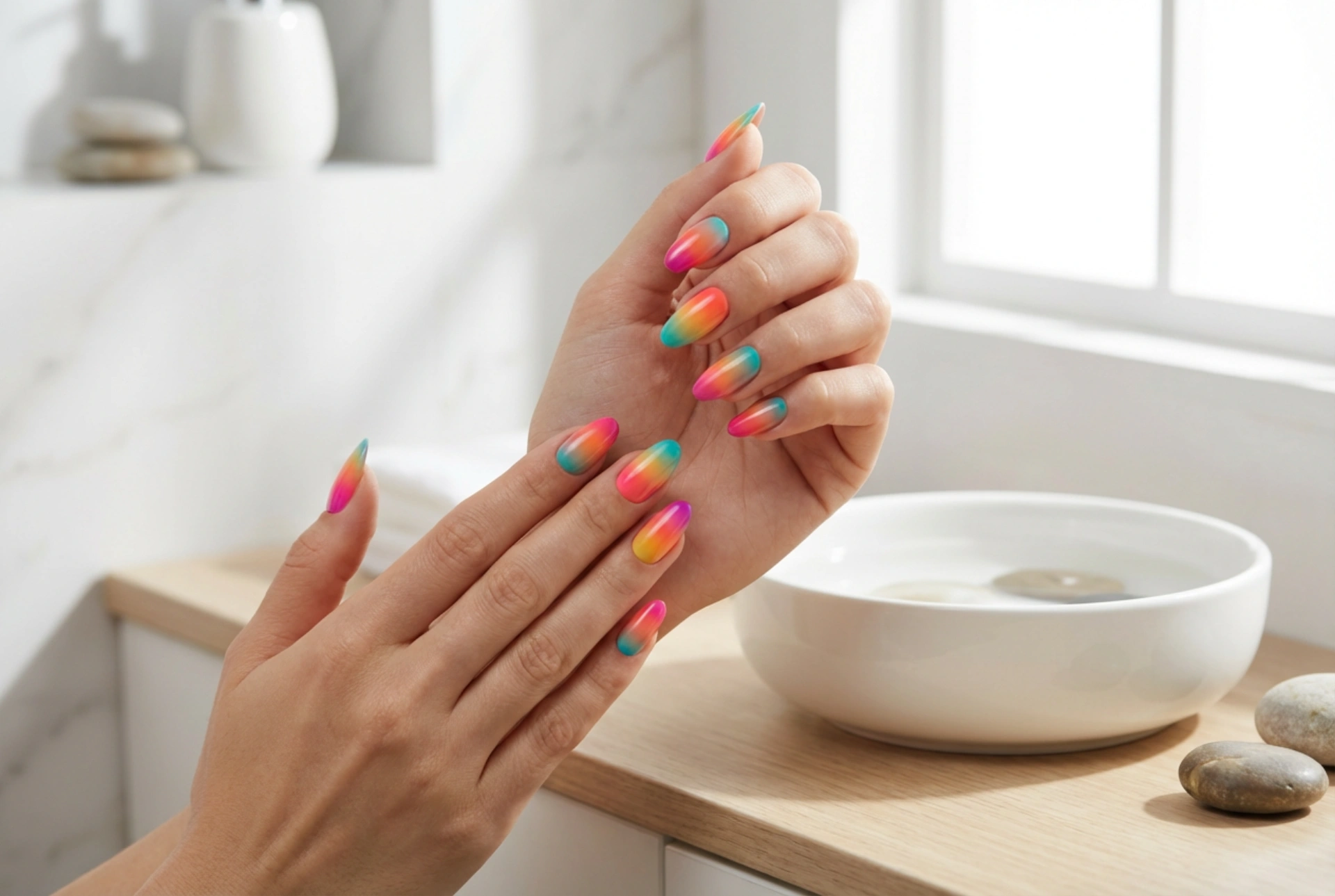Bunte Ombre-Nägel: Techniken zum Kombinieren mehrerer Farben