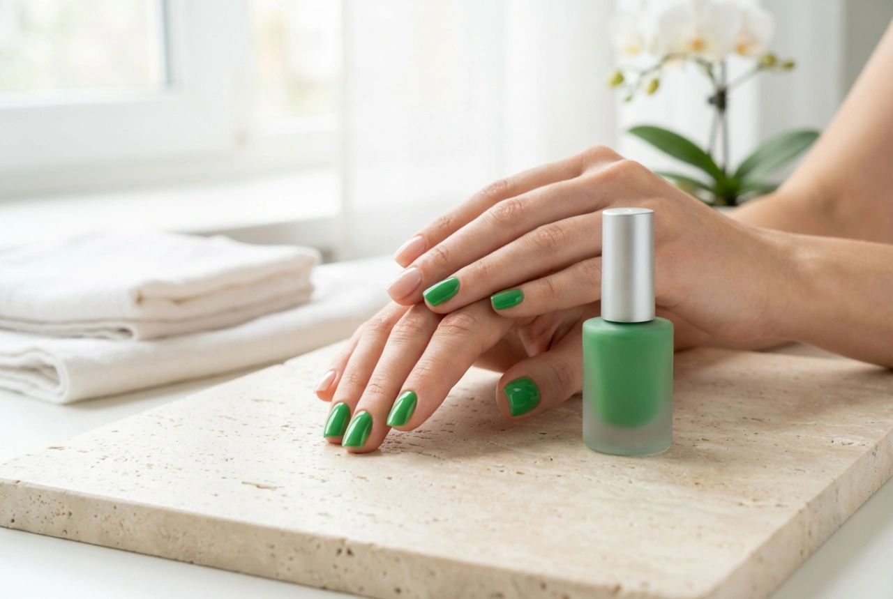 Grüner Hybrid-Nagellack: Wie man den richtigen Farbton wählt und eine gleichmäßige Deckung erzielt